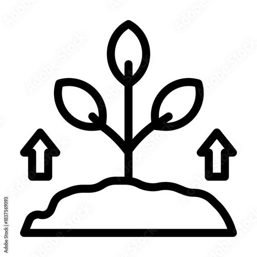 Seedling growth line icon illustration