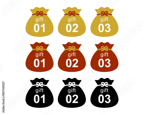 お正月・旧正月向けの番号付き福袋ベクターセット