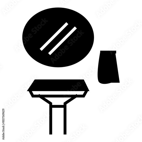 vector illustration of a mirror with table and towel