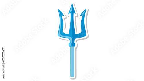Stylized Light Blue Trident Weapon Symbol Against A Simple Black Background With White Outline And Subtle Shadow Effect Ideal For Mythology Or Fantasy Themes