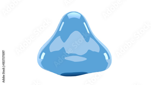 Translucent Light Blue Gelatinous Blob with Shiny Surface Reflecting Light Isolated on Black Background