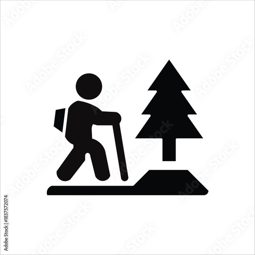 hike icons. simple solid vector