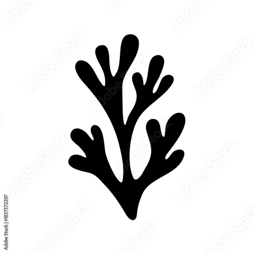 Stylized black seaweed or coral silhouette on a clean white background