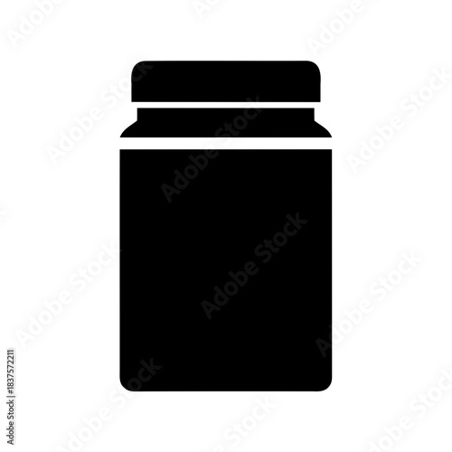 Black minimalist icon of a jar or container with a lid