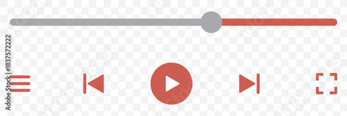 audio or video player progress loading bars with time slider, play and pause, rewind and fast forward buttons.