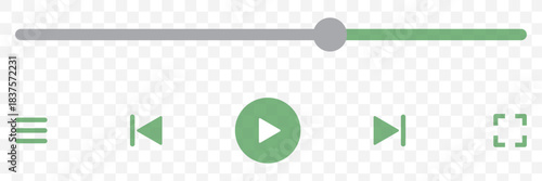 audio or video player progress loading bars with time slider, play and pause, rewind and fast forward buttons.