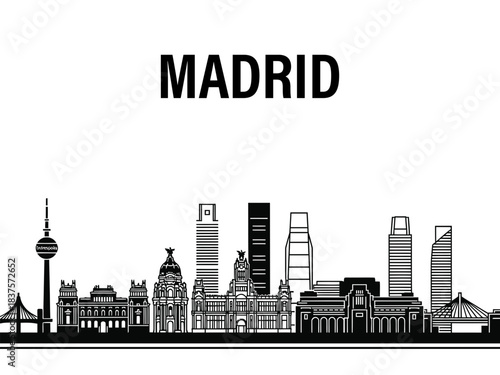 Madrid City Skyline Art