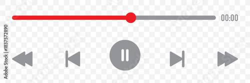 Video and audio music play button icon on white background. Play button icon concept. Music or video play bar icon.