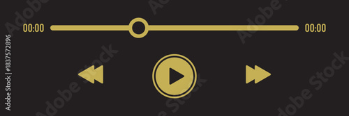 Video and audio music play button icon on white background. Play button icon concept. Music or video play bar icon.