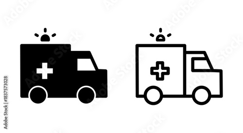Ambulance icon symbol for apps and websites. ambulance truck sign and symbol. ambulance car