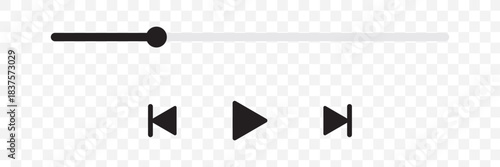 Video and audio music play button icon on white background. Play button icon concept. Music or video play bar icon.