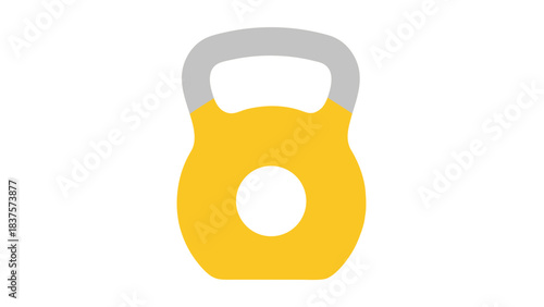 Yellow and Grey Kettlebell Isolated on Black Background Fitness and Exercise Equipment for Strength Training and Bodybuilding