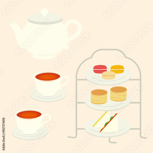 アフタヌーンティーイラストセット/Afternoon tea illustration set
