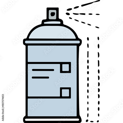Light Blue Aerosol Spray Can With Labels and Cap Against Black Background Simple Graphic Illustration