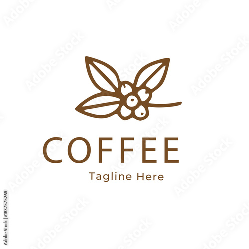 Coffee Beans and Leaves Emblem for Coffee Shop and Beverage Branding