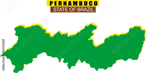 Pernambuco State map of Brazil in state colors