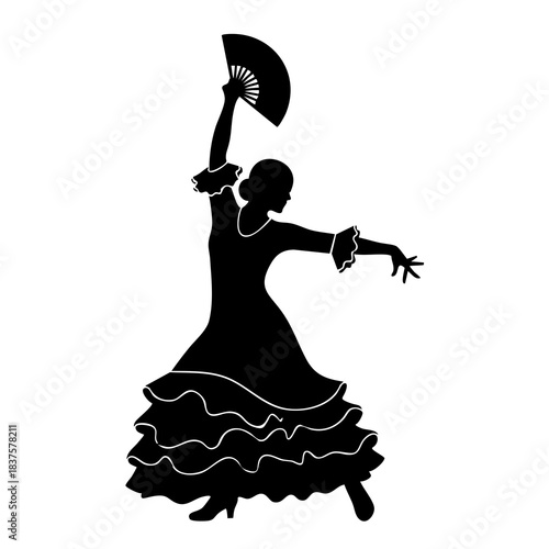 Passionate Spanish Flamenco Fan Dancer