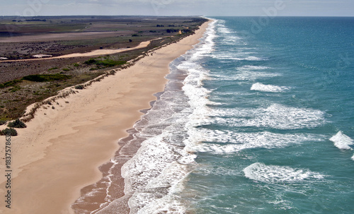 Ninety mile beach aerial image over the isolated spread of pristine shoreline-Victoria.
