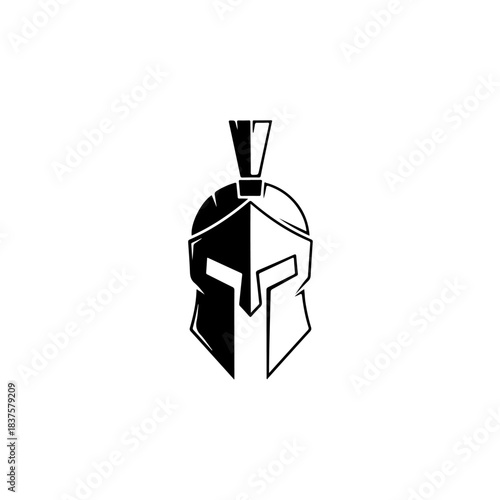 Spartan helmet icon vector logo silhouette warrior ancient greece military symbol white