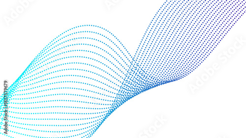 Wave lines flowing dynamic colorful blue isolated on white background. AI technology, digital, communication, science, music concept