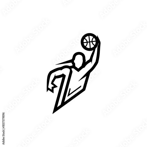 Basketball player dunking isolated on transparent background