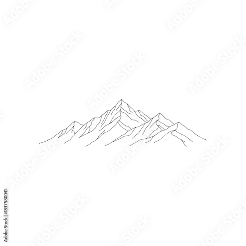 Mountain range outline isolated on transparent background