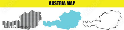 Austria Map Set Dot Filled Solid Outline Europe country