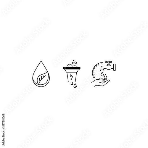 Water icons isolated on transparent background