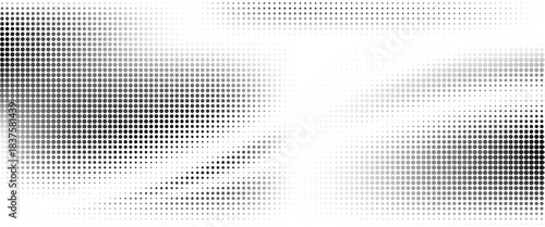 Dotted halftone gradient texture. Fading polka dot background. Repeated dots gradation pattern background. Black vanishing comic pop art overlay backdrop.