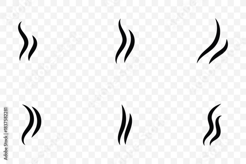 steam, smoke, vapor, swirl, curl, icon, symbol, black, white, graphic, design, element, abstract, motion, flow, heat, cooking, beverage, aroma, wisps, curves, lines, set, collection eps 10