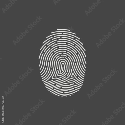Elegant white fingerprint whorl design symbolizing digital security privacy and unique personal identification access control