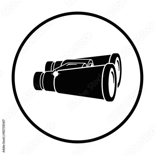 Elegant black and white icon representing binoculars for viewing distant objects or exploring new opportunities with sharp focus