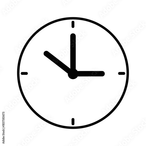 Professional black and white clock icon clearly indicating the time is ten minutes to three for scheduling and deadlines