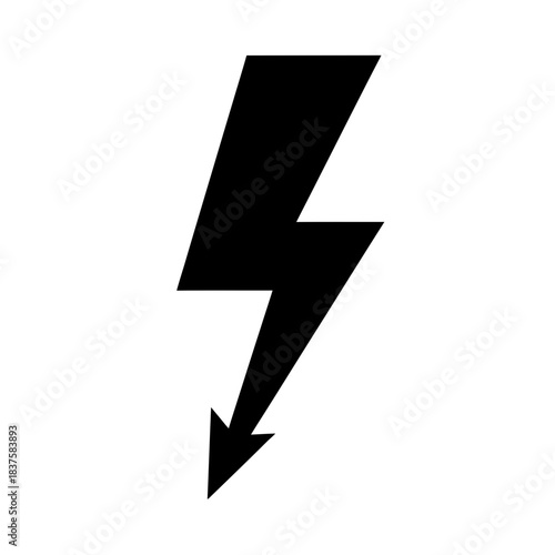 Bold black lightning bolt icon signals immediate danger and high voltage energy warning for safety signage