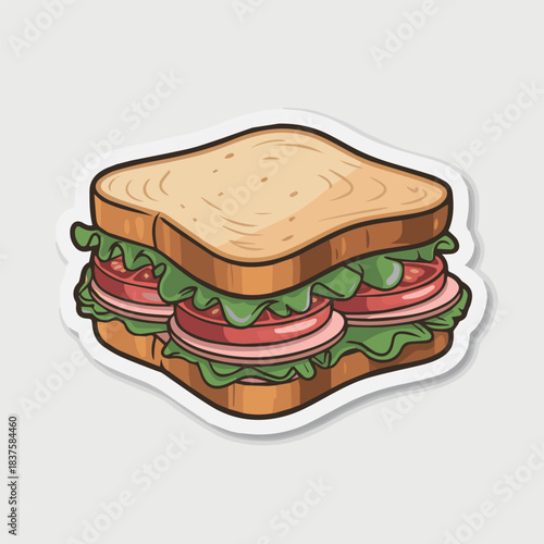 Delicious sandwich illustration with bread lettuce tomato and ham for food lovers and chefs alike