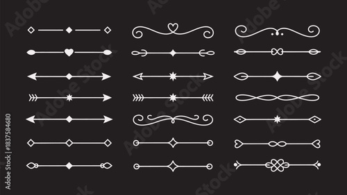 Collection of Ornate Vintage Decorative Line Dividers and Ornaments