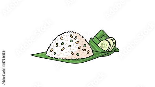 Fresh Organic Rice and Lettuce Salad on White Background nasi goreng indonesian food