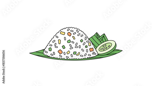 Fresh Green Cucumber with Watermelon Slices on a White Plate nasi goreng indonesian food