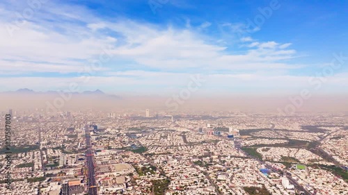 Monterrey City Skyline Heavy Smog and Pollution
