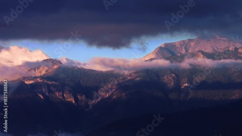 Sierra Madre Oriental Sunset in Santiago Nuevo Leon Aerial