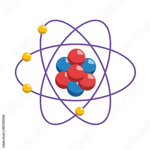 Vibrant 3D Atom Icon for Science, Technology, and Innovation Concepts