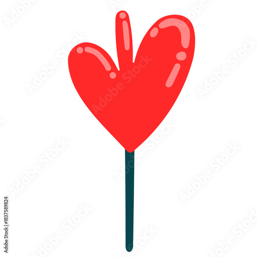 Red Heart Lollipop Icon - A Sweet Symbol of Love and Affection