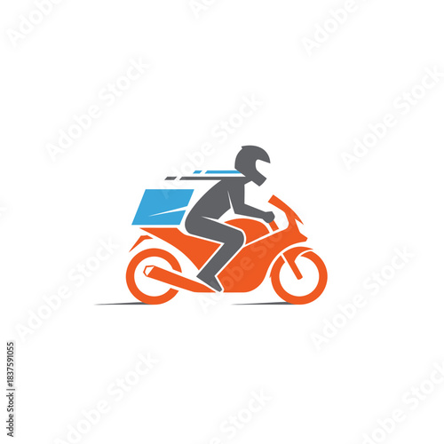 Delivery Action by Motorcycle Rider in Urban Environment - Illustration of Fast Service