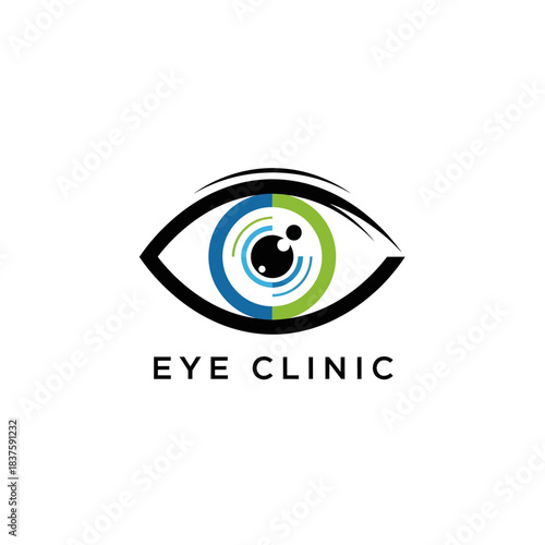 Eye Clinic Logo Design, Medical Branding, Graphic Illustration, Professional Environment, Artistic Viewpoint, Vision Care Concept