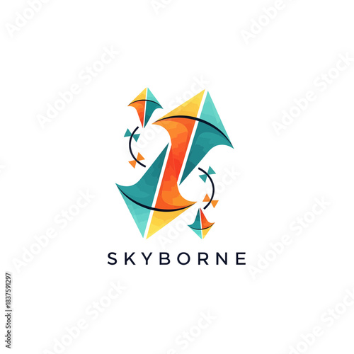 Creative Graphic Design, Skyborne Logo, Digital Art, Modern Style, Vibrant Colors, Artistic Viewpoint, Logo Concept
