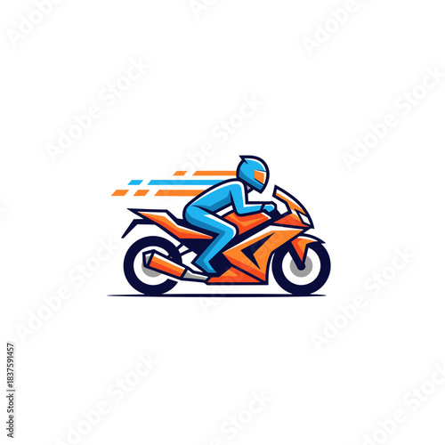 High-Speed Motorcycle Racing, Rider in Motion, Urban Street, Digital Illustration, Dynamic Environment, Side View, Speed and Adrenaline