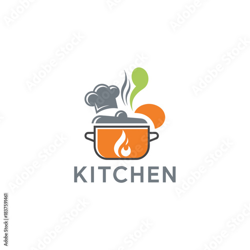 Chef Cooking in a Kitchen, Graphic Illustration, Vibrant Environment, Creative Concept