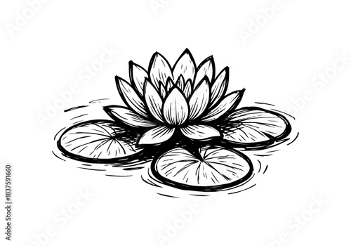 Lotus Flower hand drawn simple sketch vector illustration