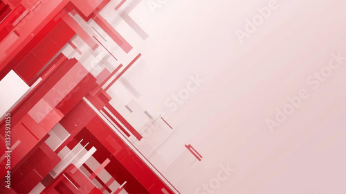 Abstract background with red and white geometric shapes creating a dynamic and modern digital design.