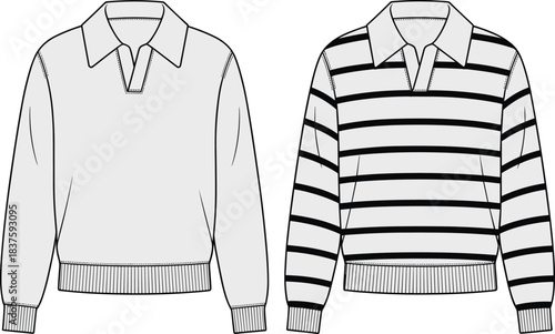 ribbed, dropped shoulder, long sleeve, flat sketch